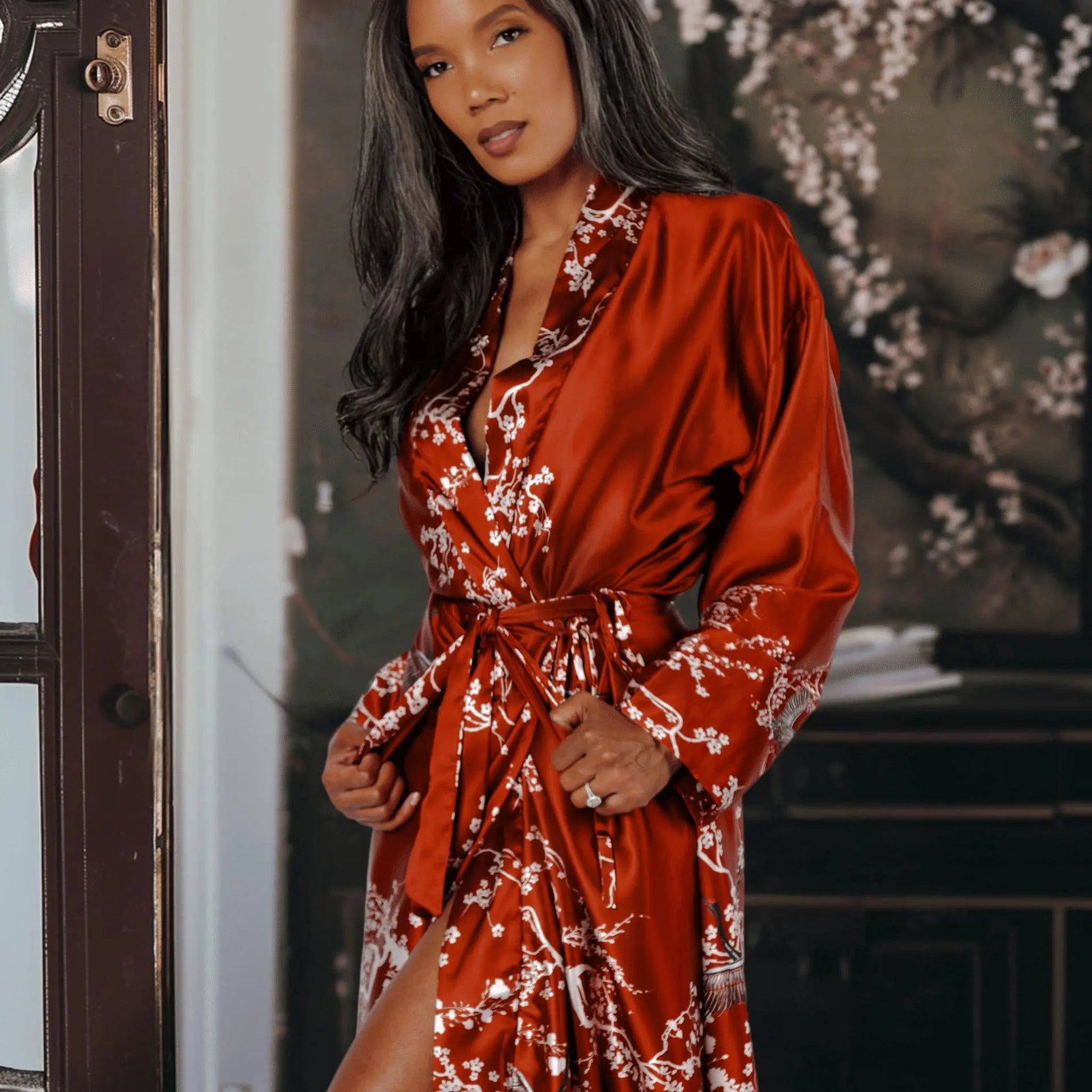 red robe dress Womens Robe Style Lr8670 (Red/3Rd Red-Gold LT)